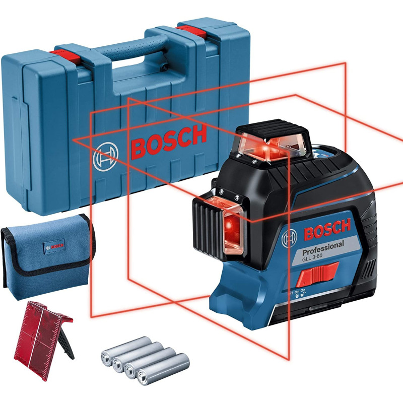 Bosch Professional Laser Level Gll 3 80 Red Laser Interior Working Range Up To 30M 4X Battery Aa In Carrying Case