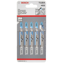 Bosch T118A T Shank Jigsaw Blades For Steel 17 24 Tpi Pack Of 5 2608631013