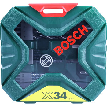 Bosch 34 Piece X Line Classic Drill Bit And Screwdriver Bit Set Wood Masonry And Metal Accessories For Drills