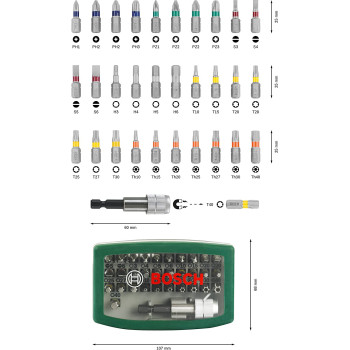Bosch 2607017063 32Pcs Screwdriver Bit Set Multi Colour