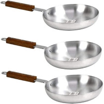 Taj 3 Pieces Aluminium Fry Pan With Wood Handle Set Silver 24Cm