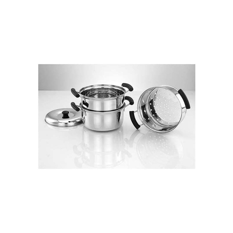 Taj 3 Tier Stainless Steel Steamer Silver 21Cm