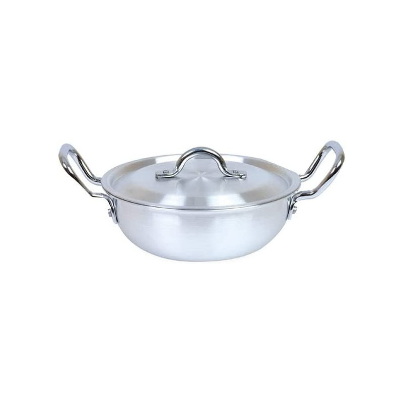Taj Aluminium Kadai With Lid Silver 5L
