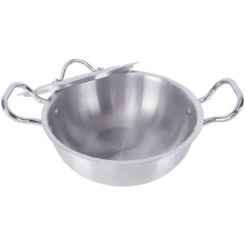Taj Aluminium Kadai With Lid Silver 6L