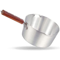 Taj Aluminium Milk Pan With Wood Handle Silver 1L