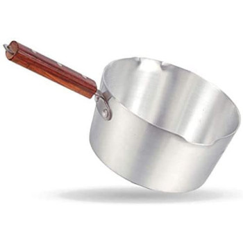 Taj Aluminium Milk Pan With Wood Handle Silver 2L