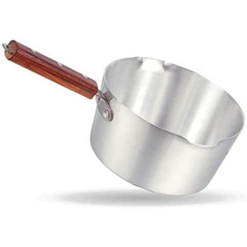 Taj Aluminium Milk Pan With Wood Handle Silver 3L