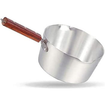 Taj Aluminium Milk Pan With Wood Handle Silver 750Ml