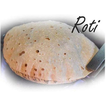 Taj Light Weight Iron Roti Concave Tawa With Wood Handle Black Beige Silver 12Inch