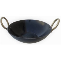 Taj Iron Flat Bottom Deep Kadai Wok Black 23.5Cm