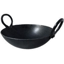 Taj Iron Deep Kadai Iron Wok With Handles For Deep Frying 25.5 Cm 