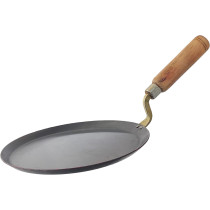 Taj Iron Flat Bottom Roti Tawa With Wooden Handle Black 11Inch