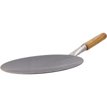 Taj Light Weight Iron Roti Concave Tawa With Wood Handle Black 11Inch