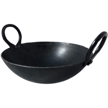Taj Iron Deep Kadai Iron Wok with Handles for Deep Frying 30.5 cm 