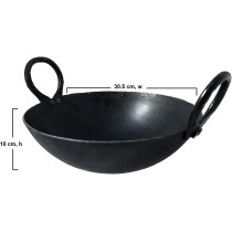 Taj Iron Deep Kadai Iron Wok with Handles for Deep Frying 30.5 cm 