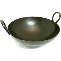 Taj Iron Deep Kadai Iron Wok with Handles for Deep Frying 36 cm 