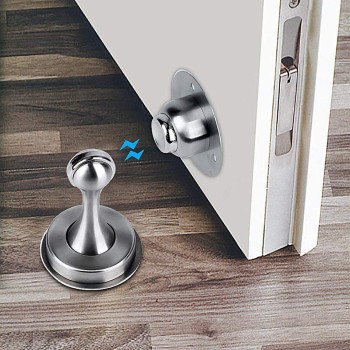 Door Stopper Bumper Magnetic Stainless Steel Door Holder Doorstop For Pvc Metal Wood Board Tile Platic Aluminum Sash Silver