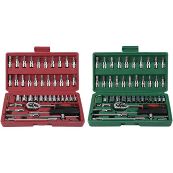 46Pcs Ratchet Torque Wrench Kit Hand Tools For Car 1 4 Inch Socket Set Durable Spanner Socket Set Car Repair Tool