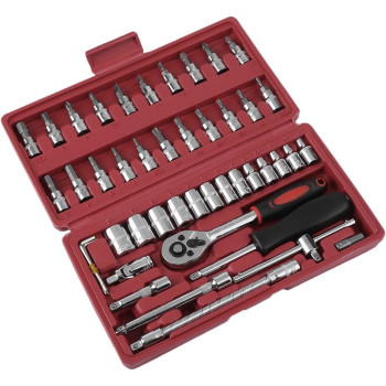 46Pcs Ratchet Torque Wrench Kit Hand Tools For Car 1 4 Inch Socket Set Durable Spanner Socket Set Car Repair Tool