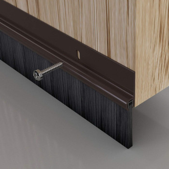 100 Cm 1 Meter Brown Door Bottom Brush Seal Aluminiumwith 4 Pcs Screws Home Door Safety Protection