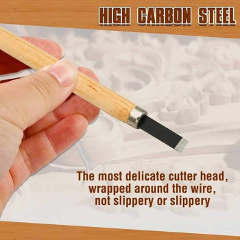 6Pcs Set Wood Carving Chisels Tool Knife Woodcut Woodworking Craft Kitmulticolor
