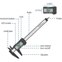 Vernier Caliper Electronic Digital Lcd Screen Micrometer Ruler Measuring Tool 150 Mm