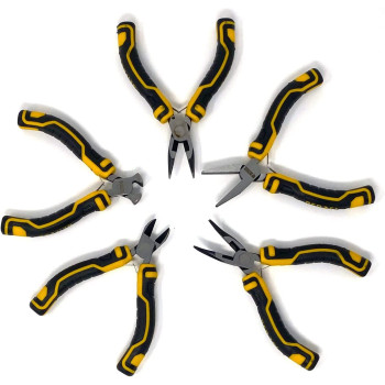 Denzel Hobby Pliers Set 5 Pcs. Diagonal Long Nose End Cutting Bent Nose Flat Nose Pliers 7717839