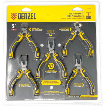 Denzel Hobby Pliers Set 5 Pcs. Diagonal Long Nose End Cutting Bent Nose Flat Nose Pliers 7717839