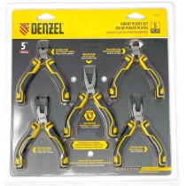 Denzel Hobby Pliers Set 5 Pcs. Diagonal Long Nose End Cutting Bent Nose Flat Nose Pliers 7717839