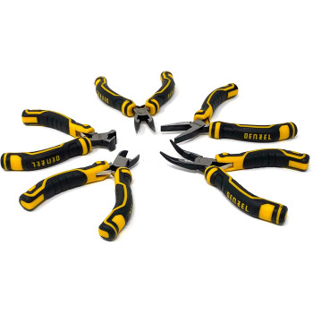 Denzel Hobby Pliers Set 5 Pcs. Diagonal Long Nose End Cutting Bent Nose Flat Nose Pliers 7717839