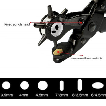 Leather Hole Revolving Puncher Plier Kit With Ruler Awl Toolassorted Color