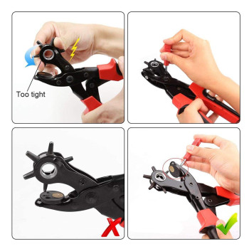 Leather Hole Revolving Puncher Plier Kit With Ruler Awl Toolassorted Color