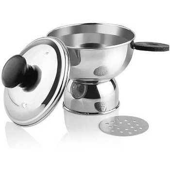 Taj Stainless Steel Cheratta Puttu Steamer Compatible To Use On Pressure Cookers, Silver 10Cm