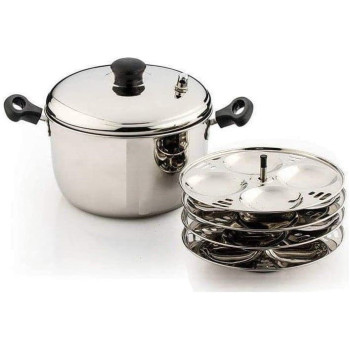 Taj Stainless Steel Idly Cooker 16 Pits 4 Plates Silver 22Cm