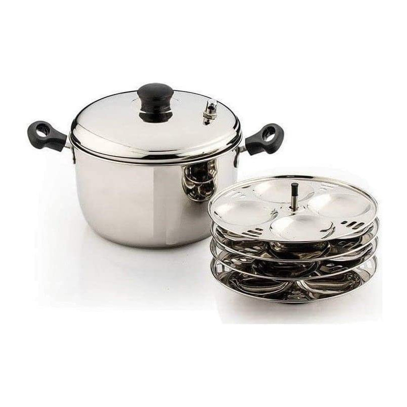 Taj Stainless Steel Idly Cooker 16 Pits 4 Plates Silver 22Cm