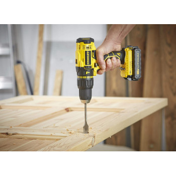 Stanley Cordless Hammer Drill 18V 45Nm 2 Speed Reversible 2 X 1.5 Ah Li Ion Batteries With Kit Box Yellow Blacksch20S2K B5