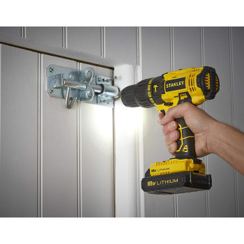 Stanley Cordless Hammer Drill 18V 45Nm 2 Speed Reversible 2 X 1.5 Ah Li Ion Batteries With Kit Box Yellow Blacksch20S2K B5
