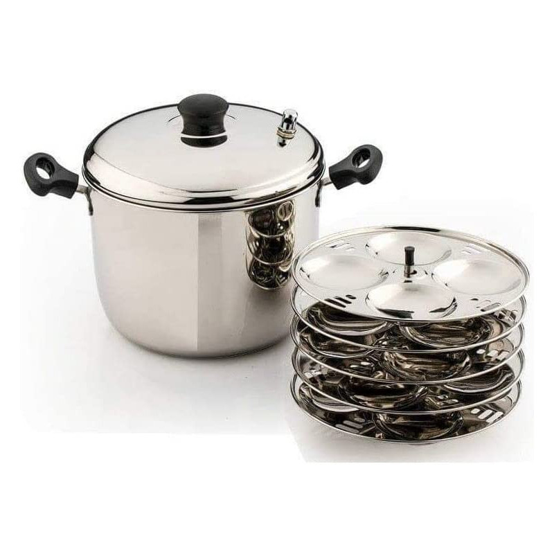 Taj Stainless Steel Idly Cooker 20 Pits 5 Plates Silver 23Cm