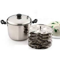 Taj Stainless Steel Idly Cooker 24 Pits 6 Plates Silver 23Cm