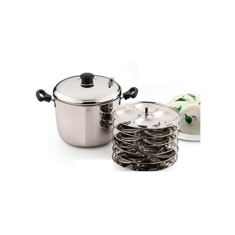 Taj Stainless Steel Idly Cooker 24 Pits 6 Plates Silver 23Cm