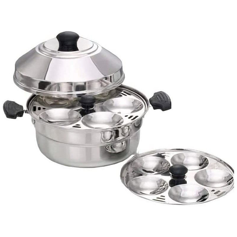 Taj Stainless Steel Idly Pot 10 Pits 2 Plates Silver 23Cm