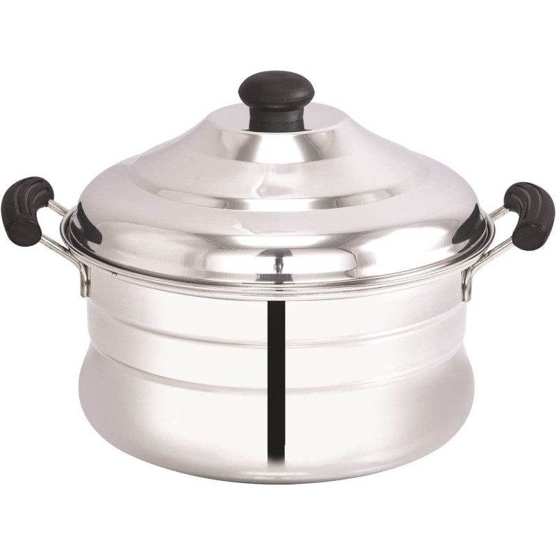 Taj Stainless Steel Idly Steamer Belly Pot 15 Pits 3 Plates Silver 23Cm