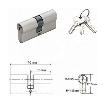 Abbasali Wood Door Cylinder With Key 70Mm 2 Pieces