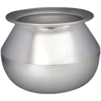 Taj Traditional Indian Rice Cooking Pot Kalam With Lid Silver 9L