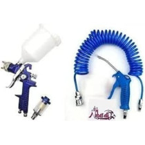 Abbasali Spray Gun Pvc Top Tank With Paint Filter & Air Duster Gun With 10Mtr Hose For Cleaning & Painting