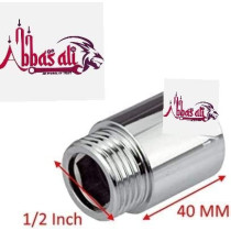 Abbasali Male To Female Chrome Extension Nipple British Standard Pipe And 3 Pieces Teflon Tape 1 2X40Mm 1 2InPack Of 3