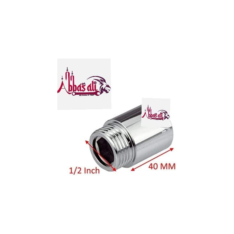 Abbasali Male To Female Chrome Extension Nipple British Standard Pipe And 3 Pieces Teflon Tape 1 2X40Mm 1 2InPack Of 3