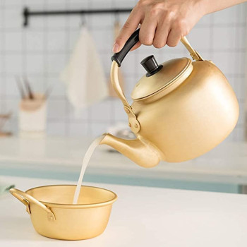 Taj Yellow Kettle 6L Stove Top Tea Kettle Golden Kettle Karak Tea Kettle Camping Kettle Coffee Kettle Aluminium 6 Litre