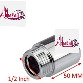 Abbasali Chrome Extension Nipple Male To Female 1 2 British Standard Pipe Pack Of 3 1 2X50Mm & 3 Pcs Taflon Tape