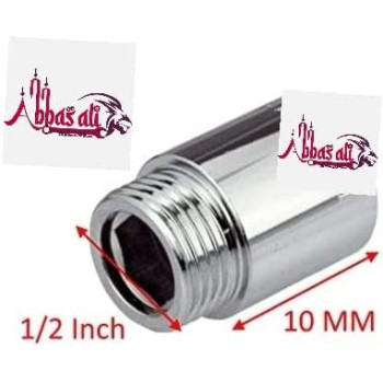 Abbasali Male To Female Chrome Extension Nipple With Teflon Tape 1 2In X 10Mm Pack Of 3 Pieces